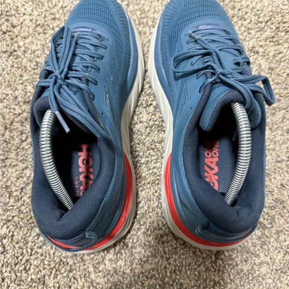 Hoka One One Bondi 7 Men's Blue and Red Athletic Shoes
